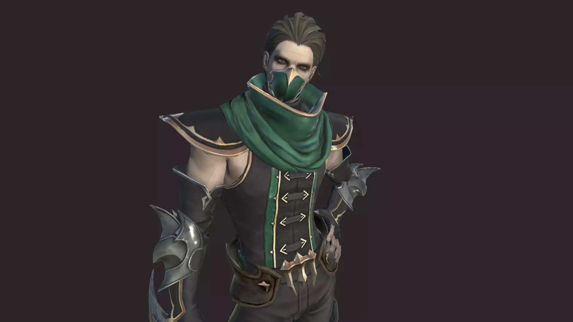 Thiefs character in armor and holding sword Low-poly 3D model_0