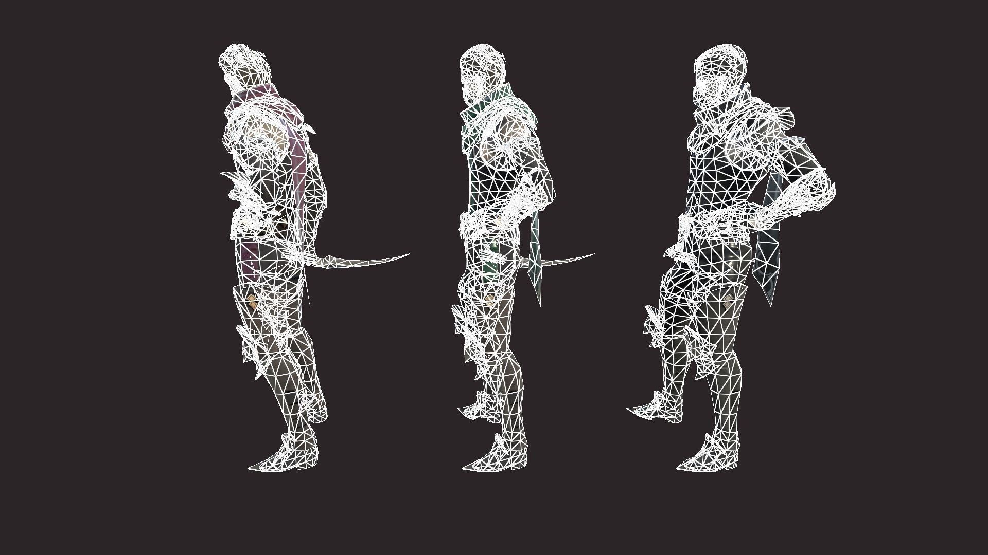 Thiefs character in armor and holding sword Low-poly 3D model_16