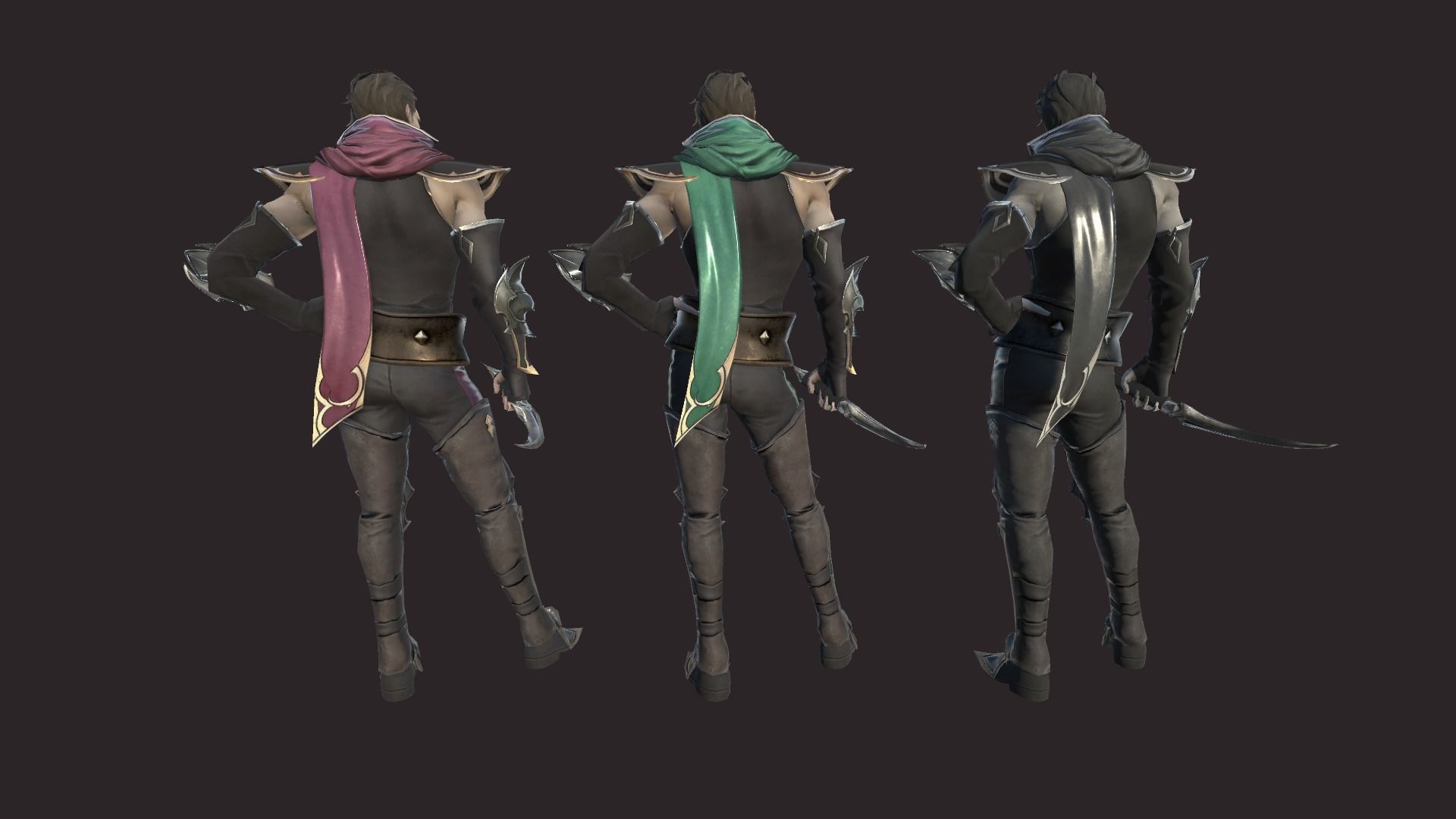 Thiefs character in armor and holding sword Low-poly 3D model_9