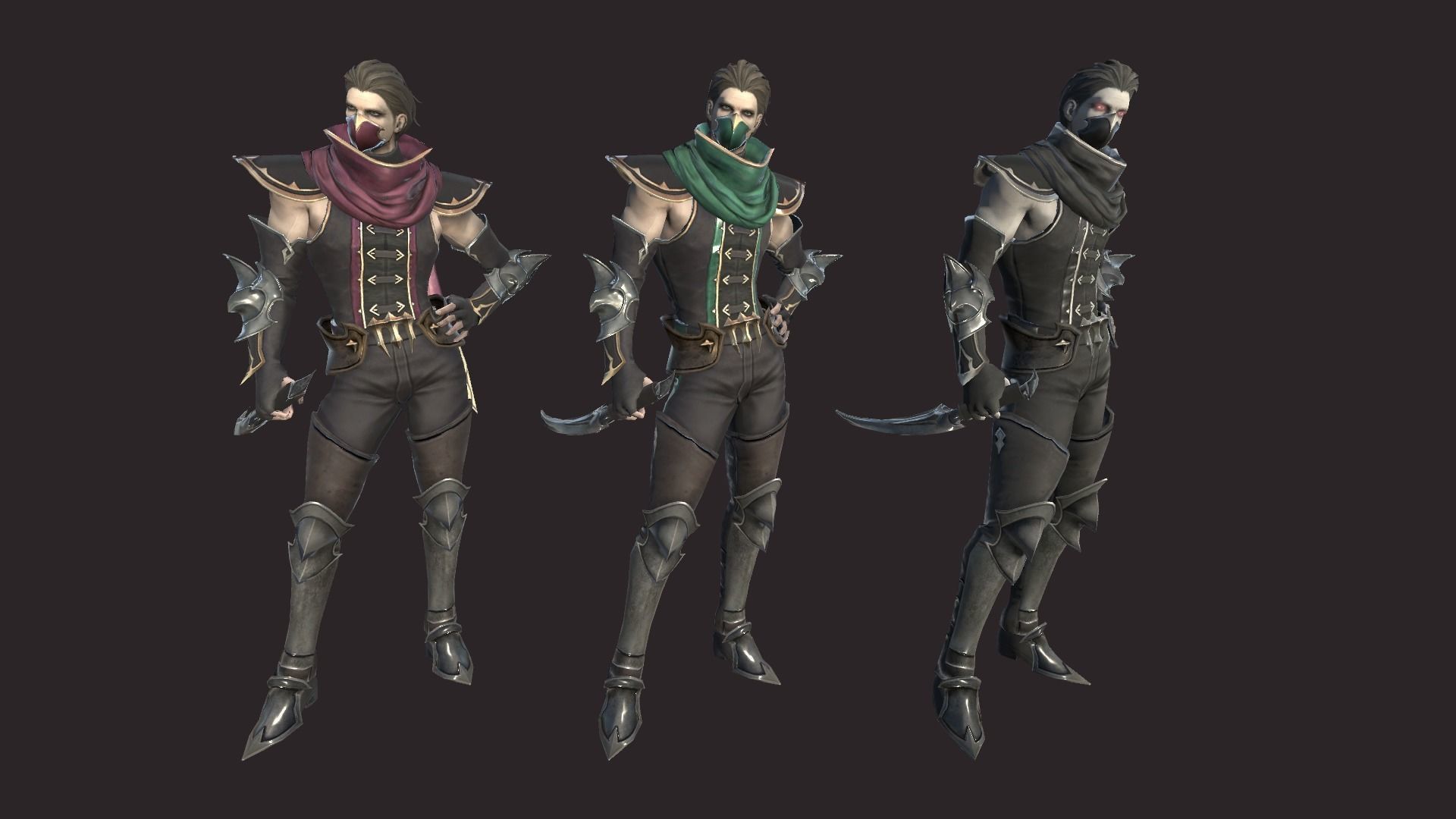 Thiefs character in armor and holding sword Low-poly 3D model_4