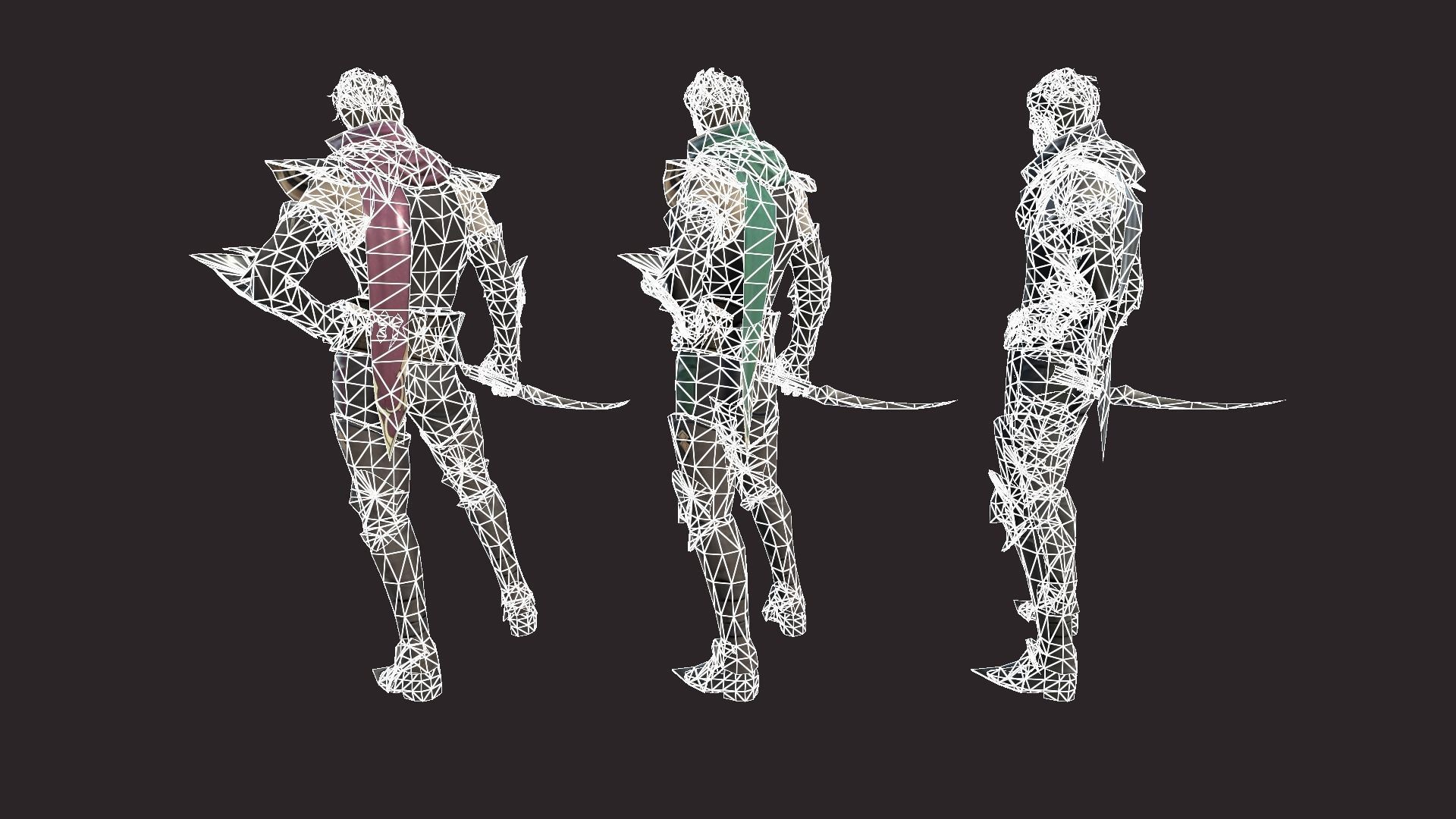 Thiefs character in armor and holding sword Low-poly 3D model_17