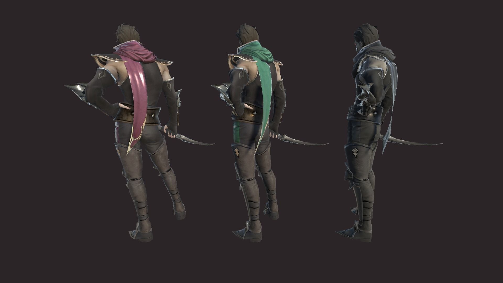 Thiefs character in armor and holding sword Low-poly 3D model_8