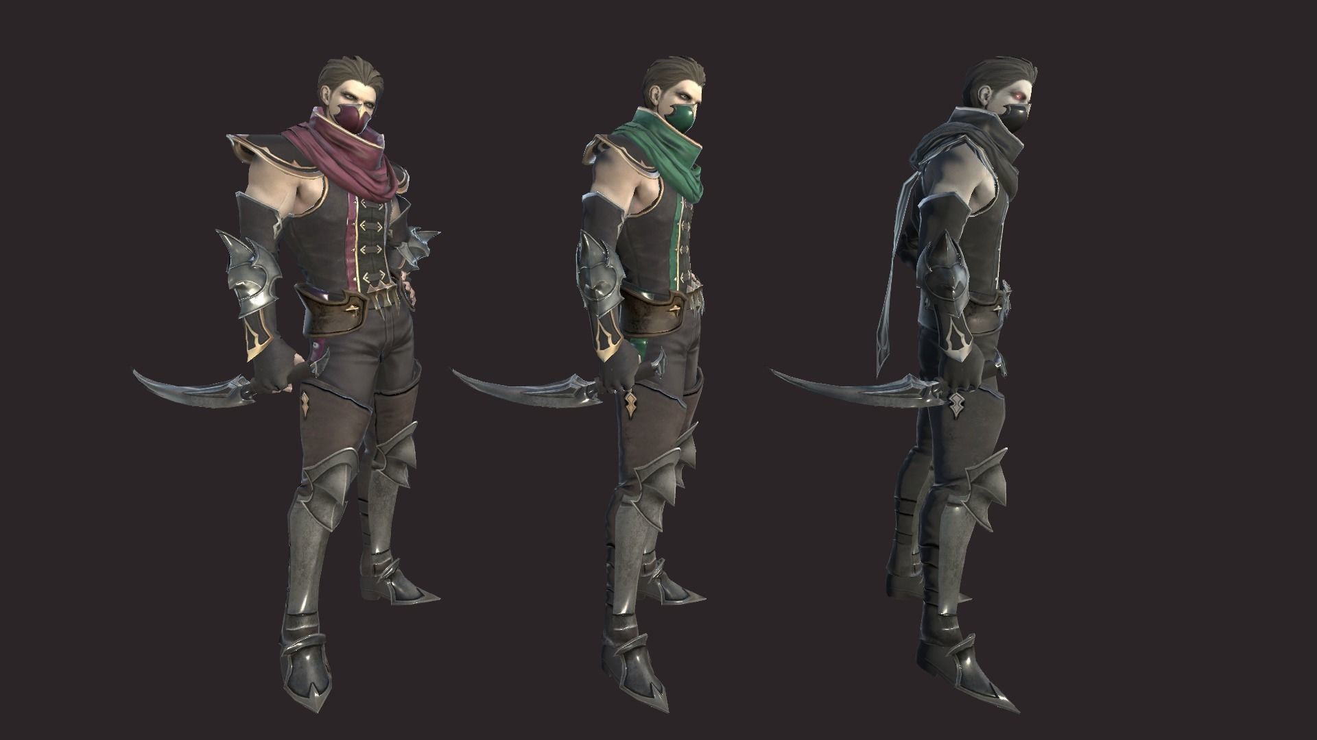 Thiefs character in armor and holding sword Low-poly 3D model_12