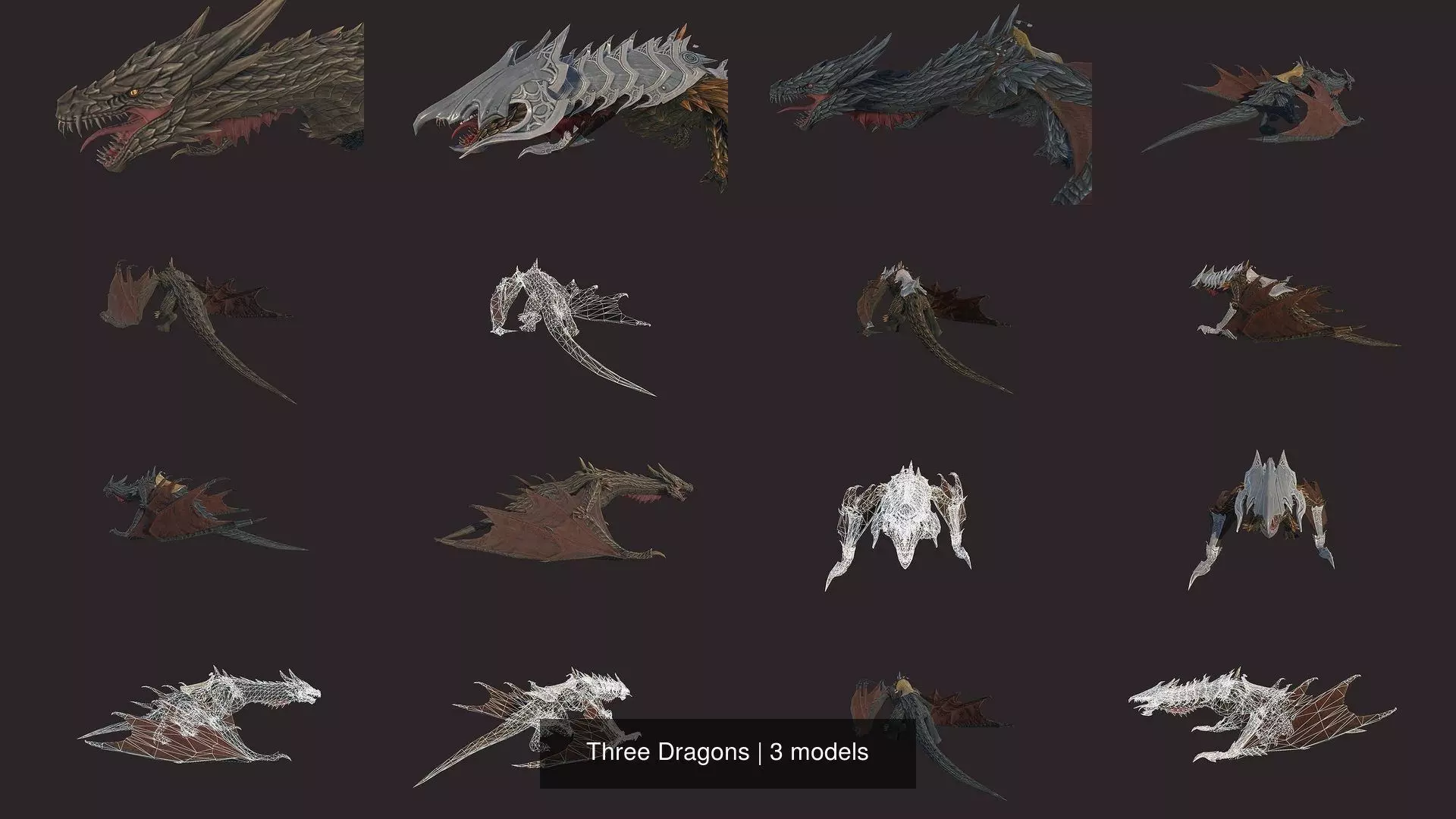Three Dragons 3D Model Collection_0