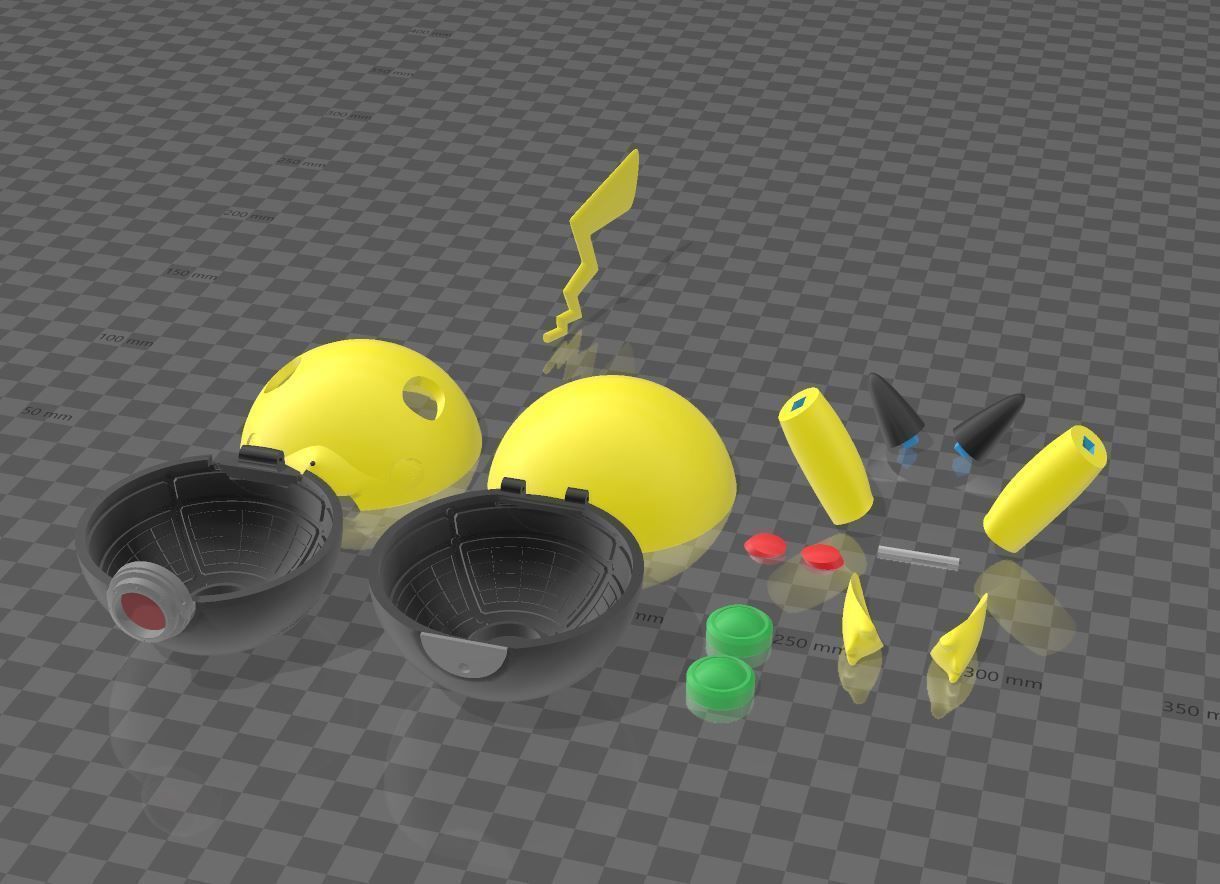 Pikachu inspired pokeball 3D model_3