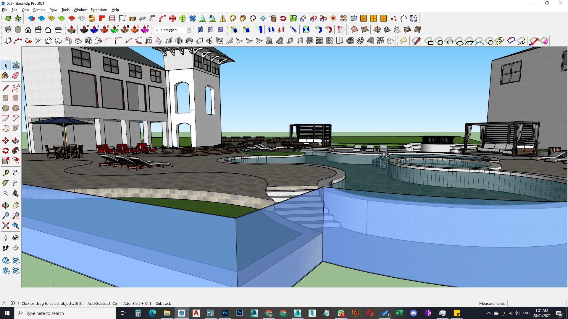 Spa Area Along with swimming pool near ocean design  3D model_7