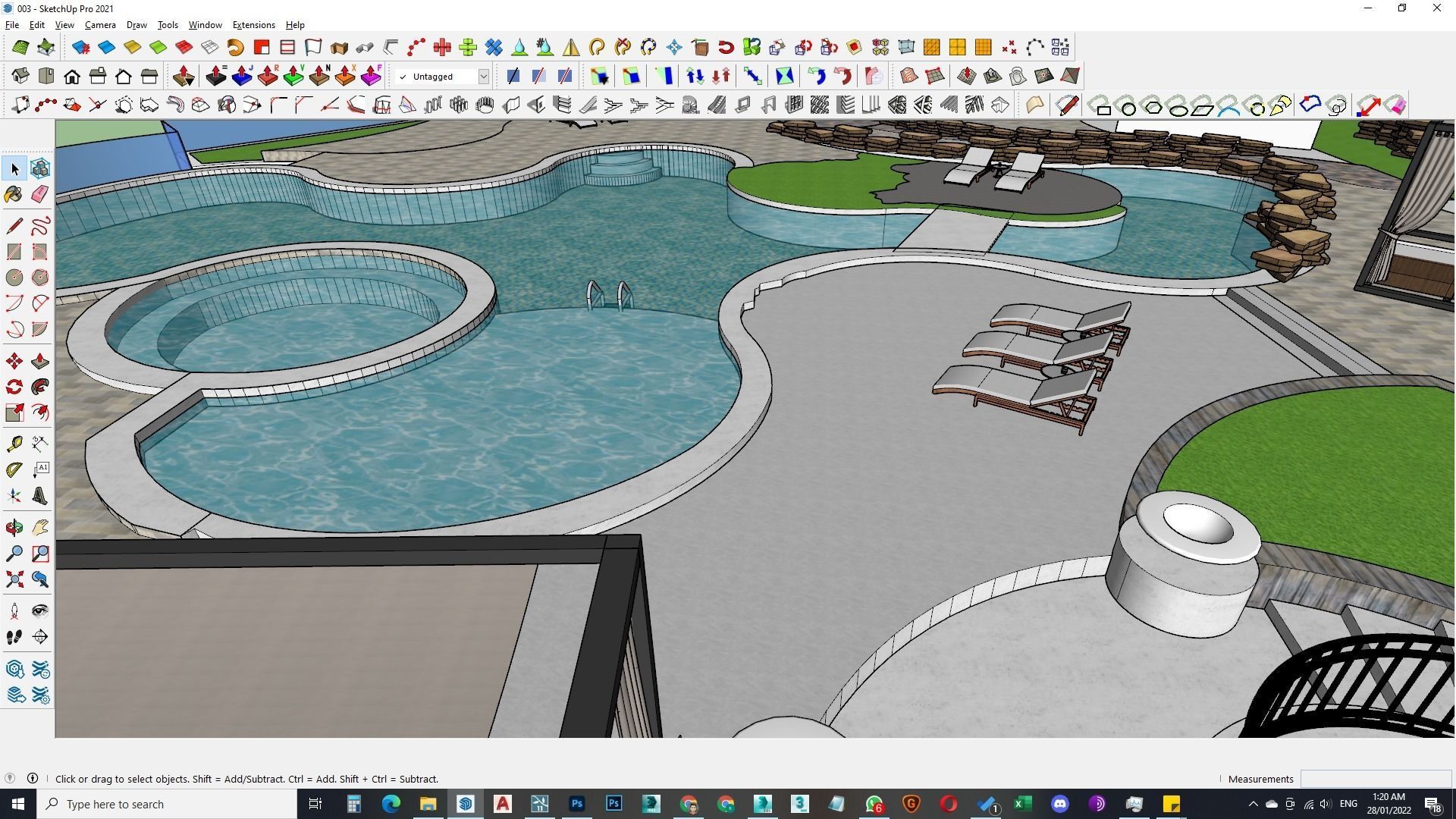 Spa Area Along with swimming pool near ocean design  3D model_6