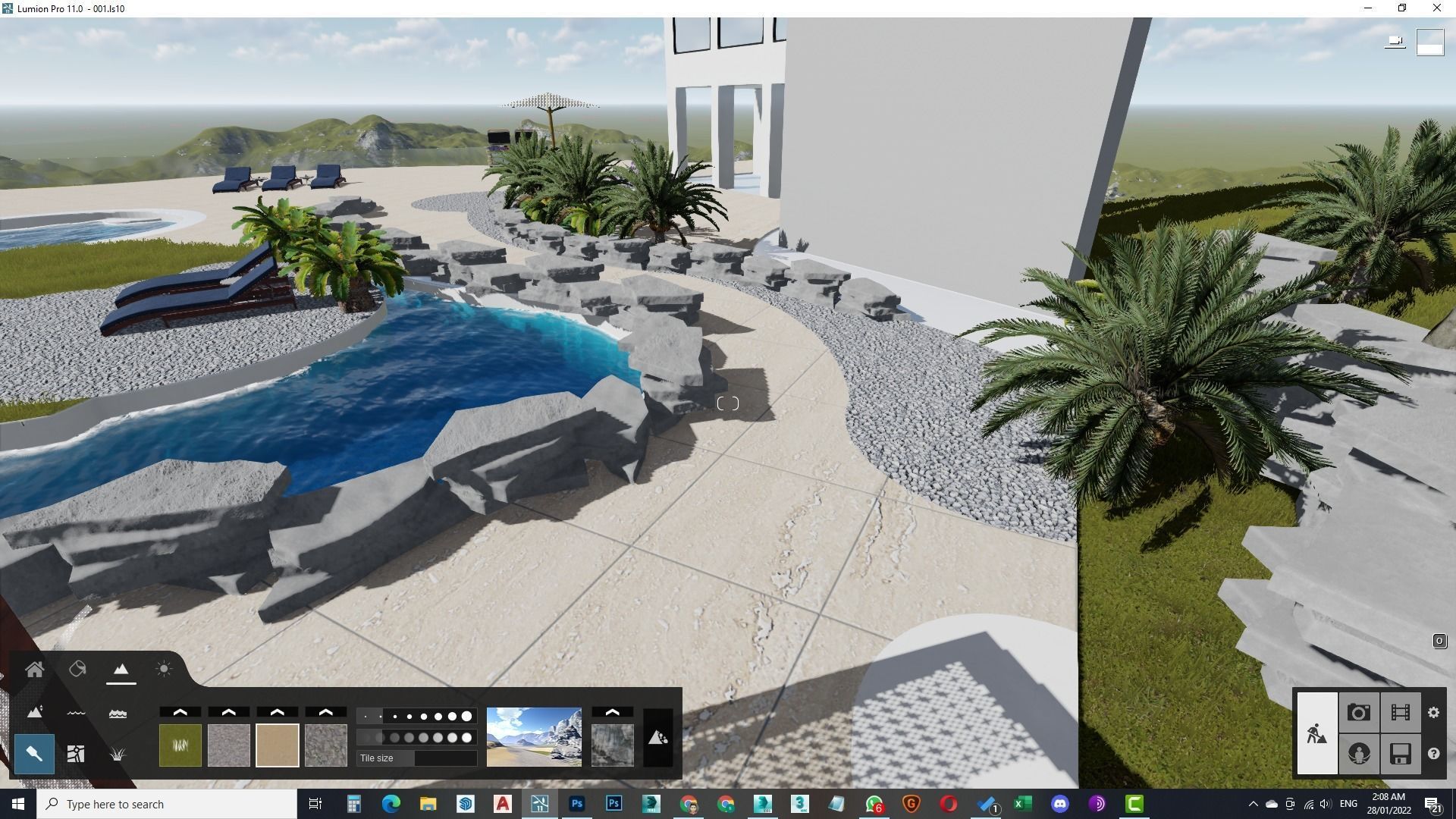 Spa Area Along with swimming pool near ocean design  3D model_19