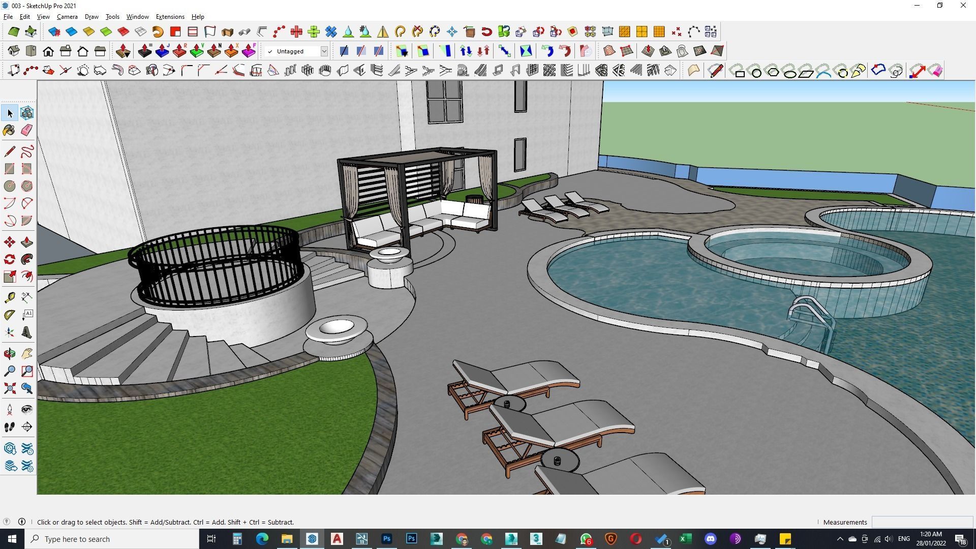 Spa Area Along with swimming pool near ocean design  3D model_5
