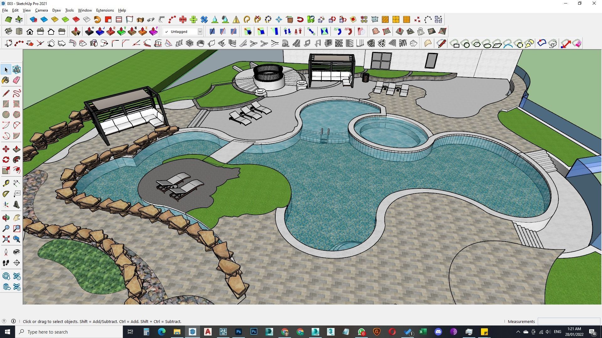 Spa Area Along with swimming pool near ocean design  3D model_23