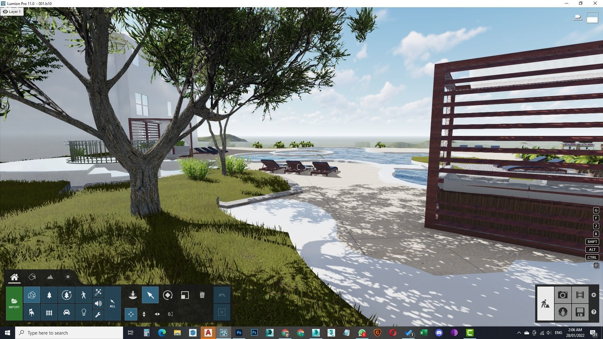 Spa Area Along with swimming pool near ocean design  3D model_18