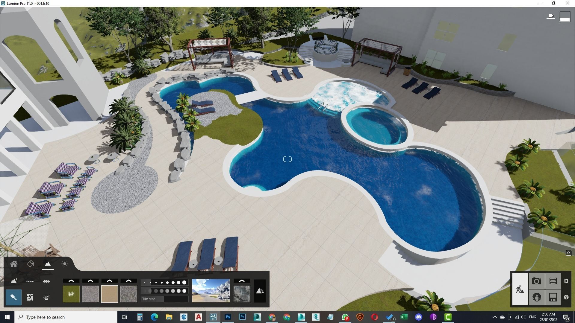 Spa Area Along with swimming pool near ocean design  3D model_16