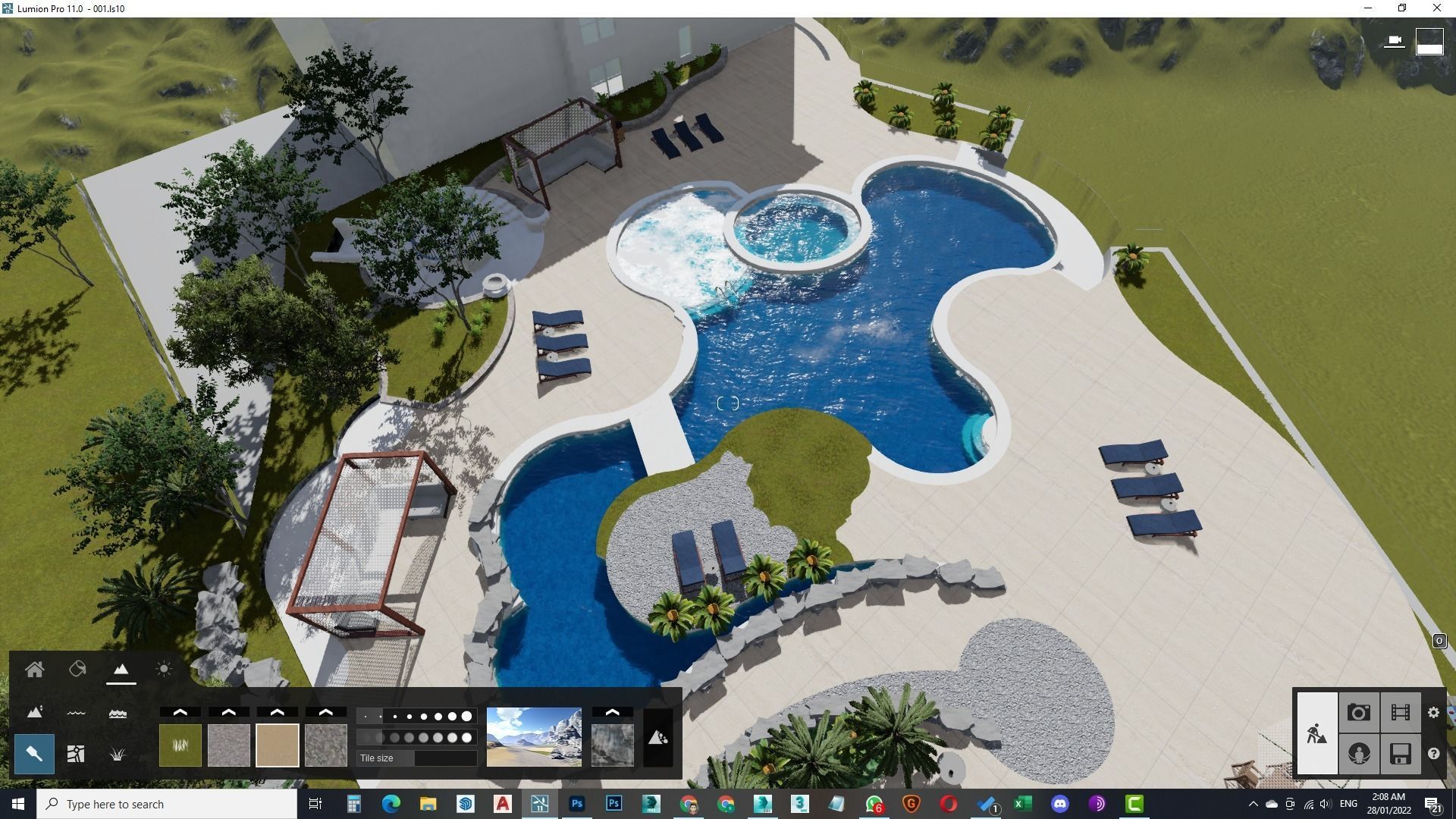 Spa Area Along with swimming pool near ocean design  3D model_22
