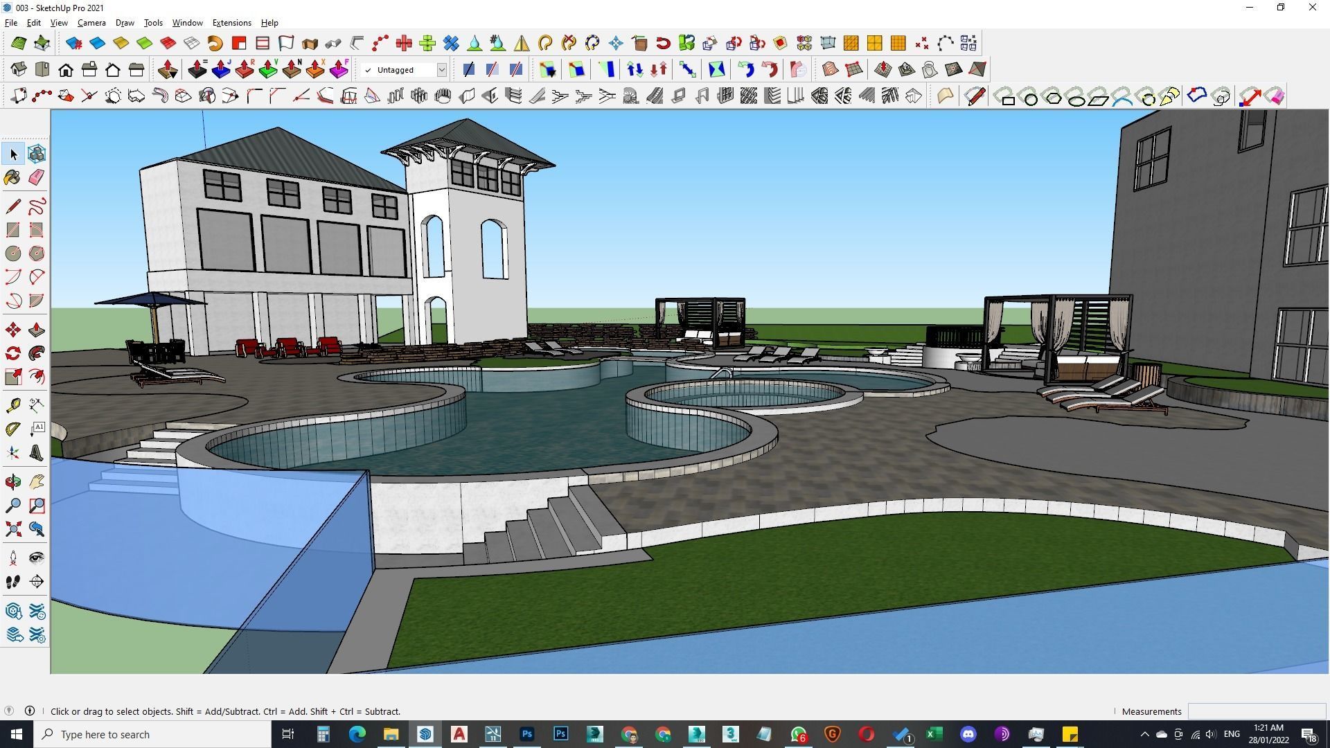 Spa Area Along with swimming pool near ocean design  3D model_4