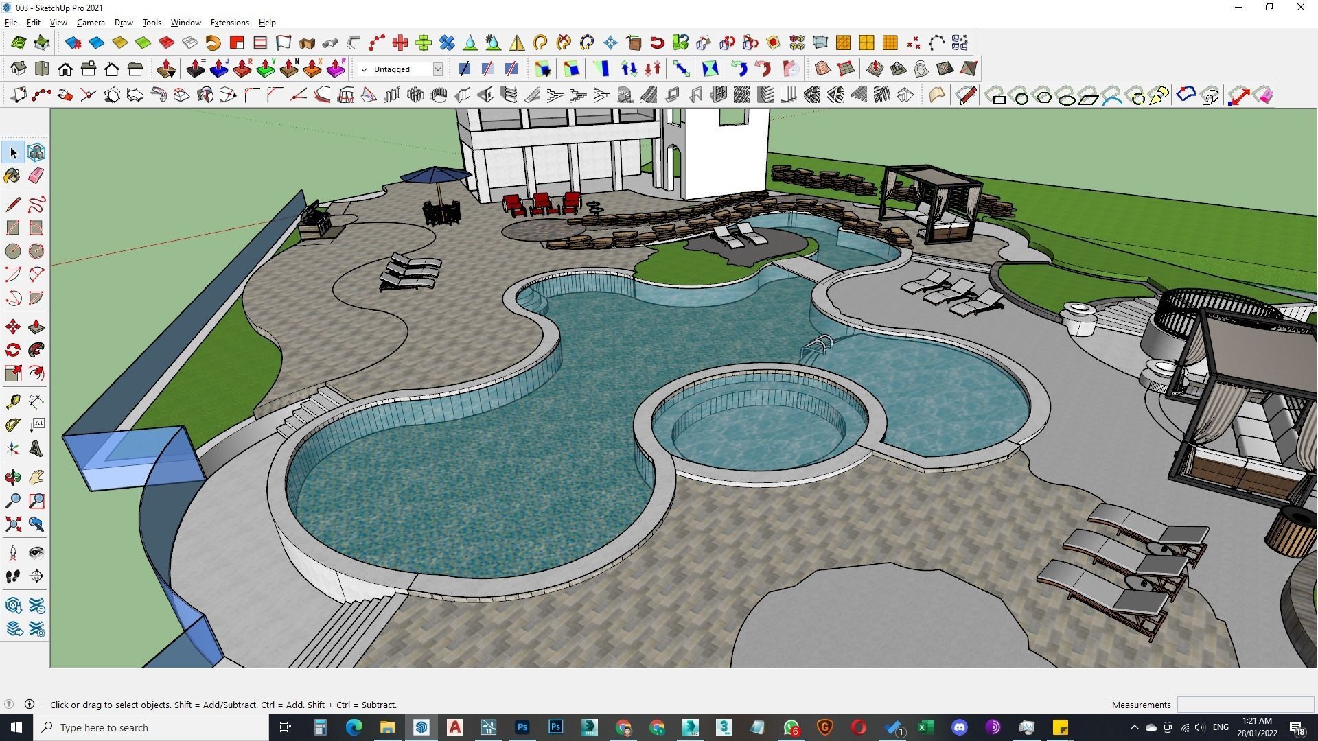 Spa Area Along with swimming pool near ocean design  3D model_20