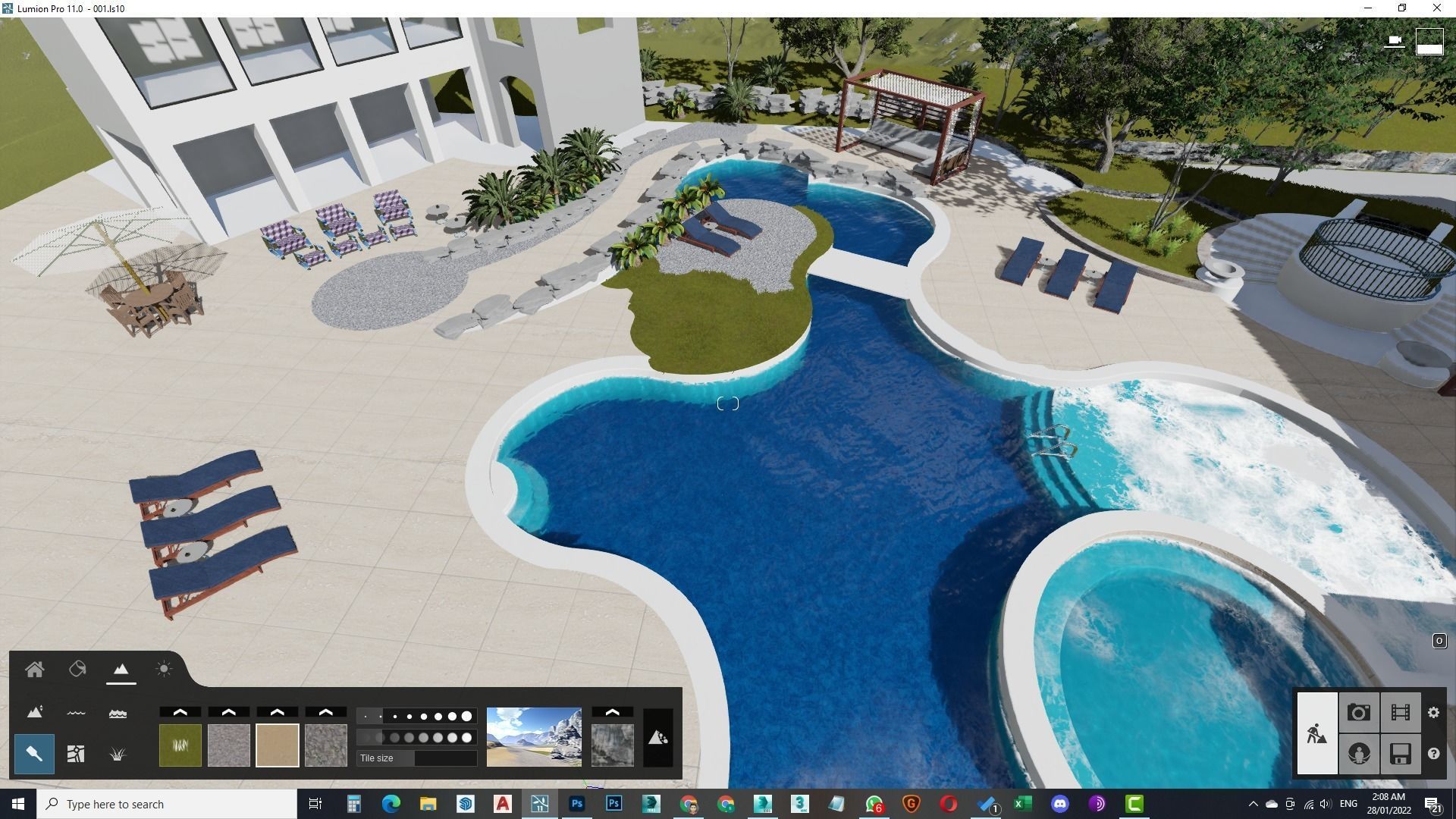 Spa Area Along with swimming pool near ocean design  3D model_17