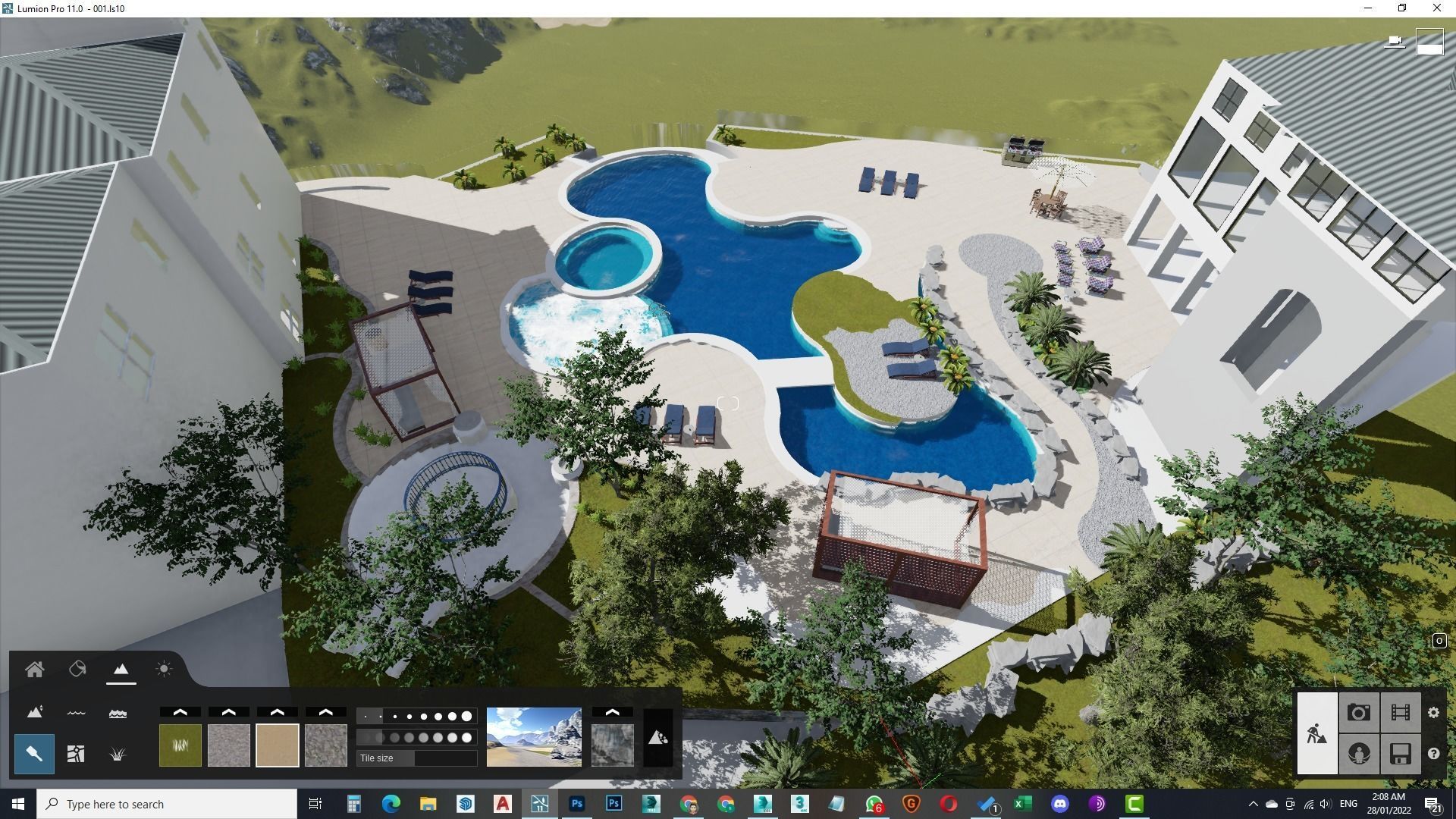 Spa Area Along with swimming pool near ocean design  3D model_21