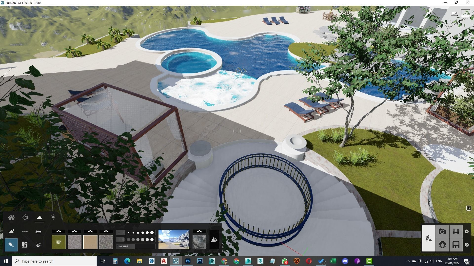 Spa Area Along with swimming pool near ocean design  3D model_15