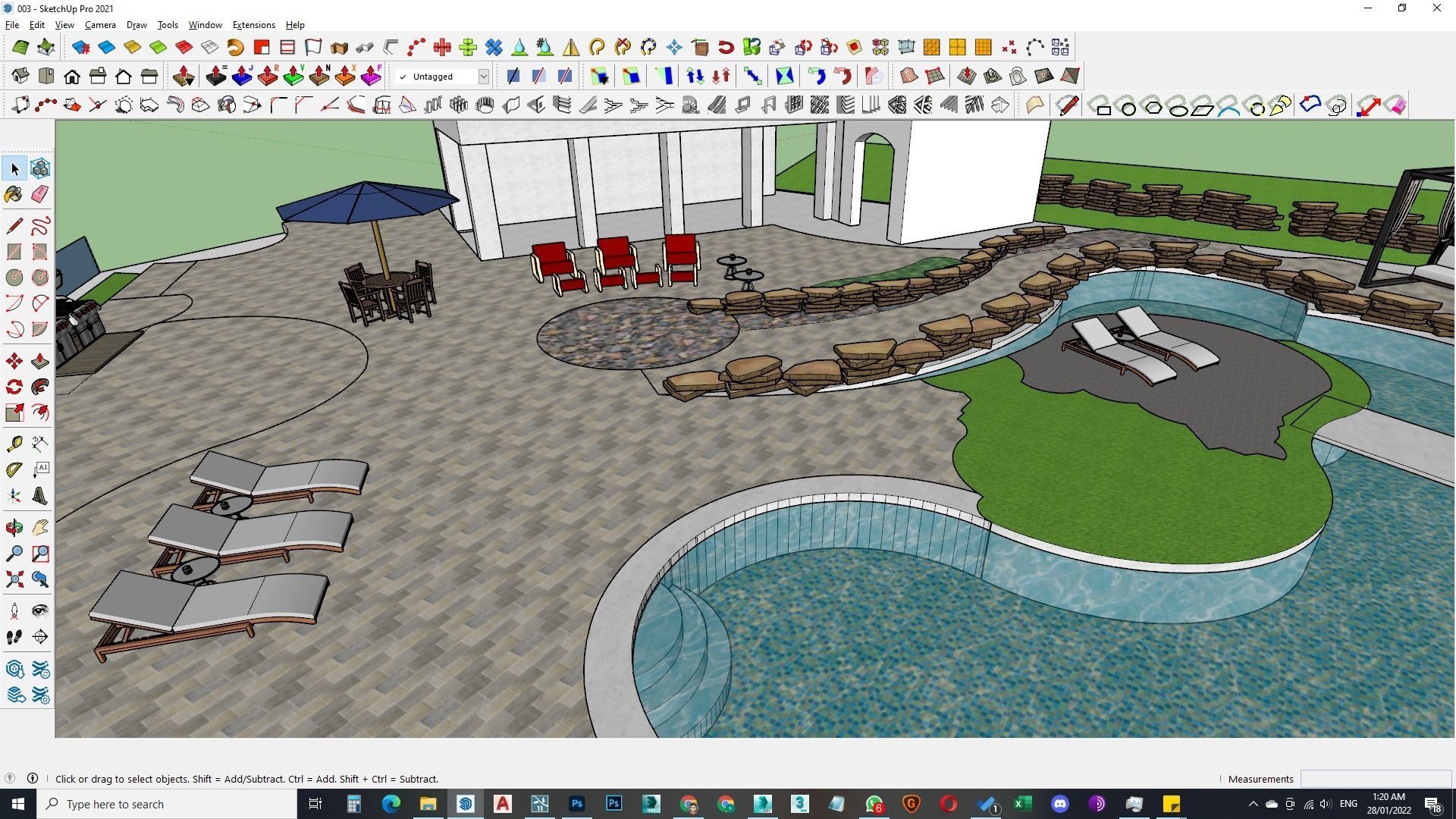 Spa Area Along with swimming pool near ocean design  3D model_10