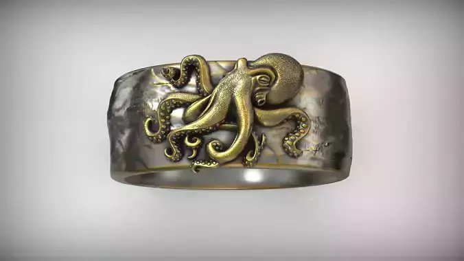 Octopus Tentacle Ring  Kraken Wedding Band 3D print model