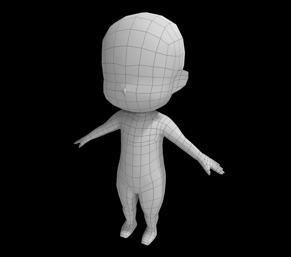 Base Chibi lowpoly highpoly 3D model Low-poly 3D model_0