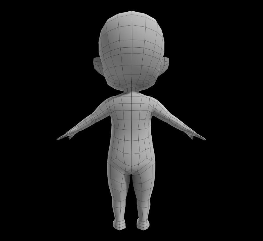 Base Chibi lowpoly highpoly 3D model Low-poly 3D model_3