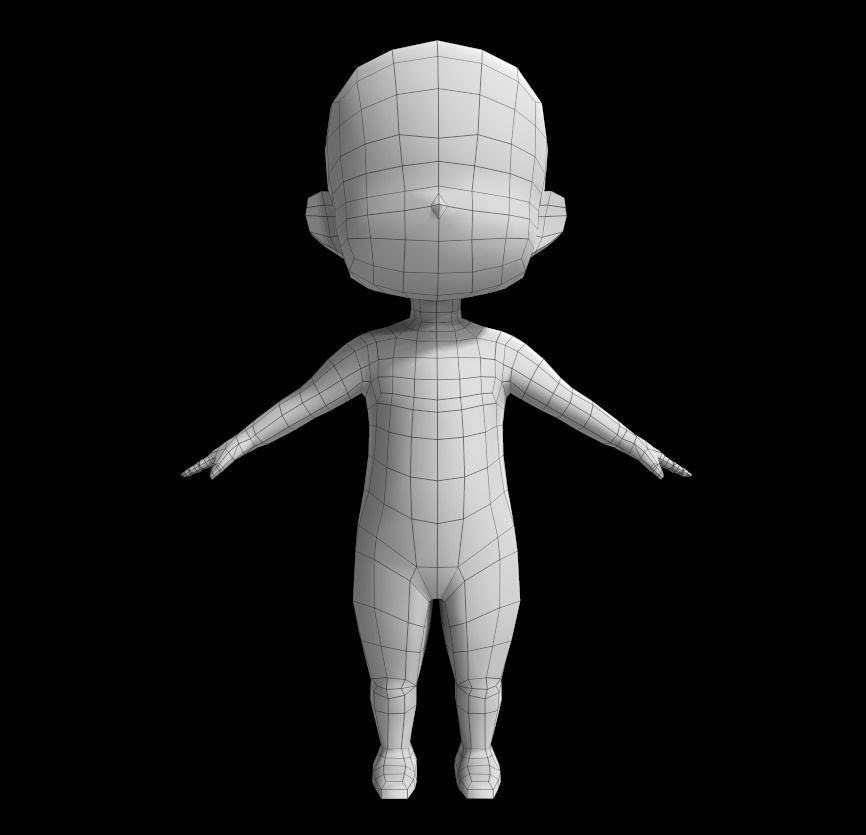 Base Chibi lowpoly highpoly 3D model Low-poly 3D model_1