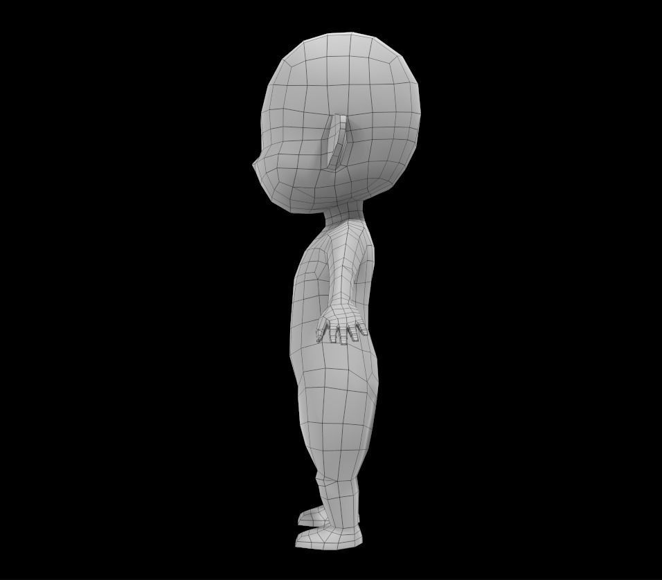Base Chibi lowpoly highpoly 3D model Low-poly 3D model_2