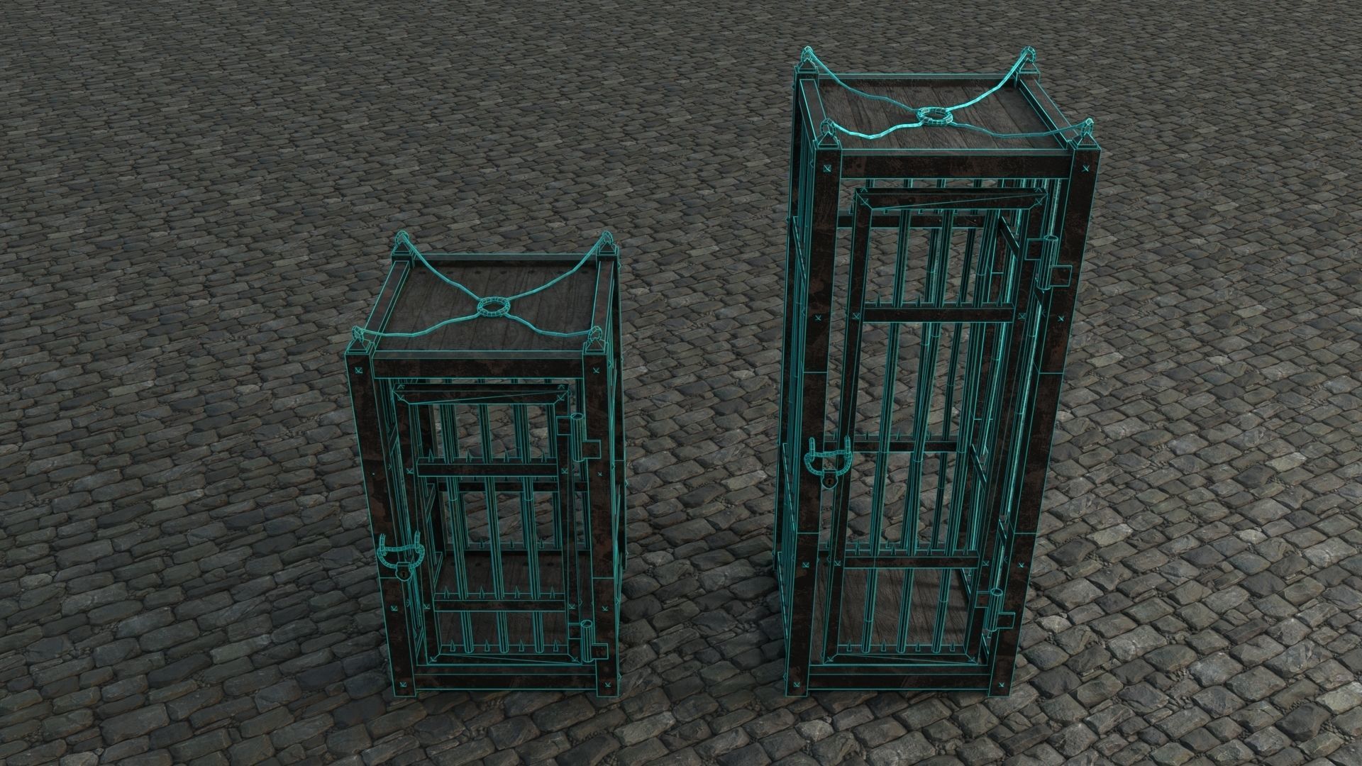 Medieval Cages 3 low-poly PBR  Low-poly 3D model_10