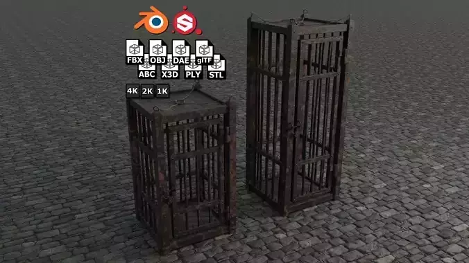 Medieval Cages 3 low-poly PBR  Low-poly 3D model