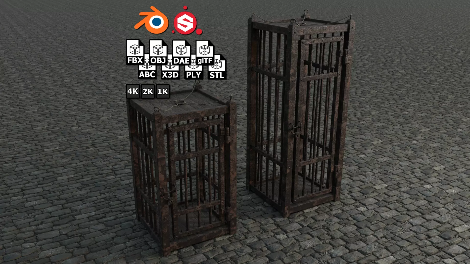 Medieval Cages 3 low-poly PBR  Low-poly 3D model_0