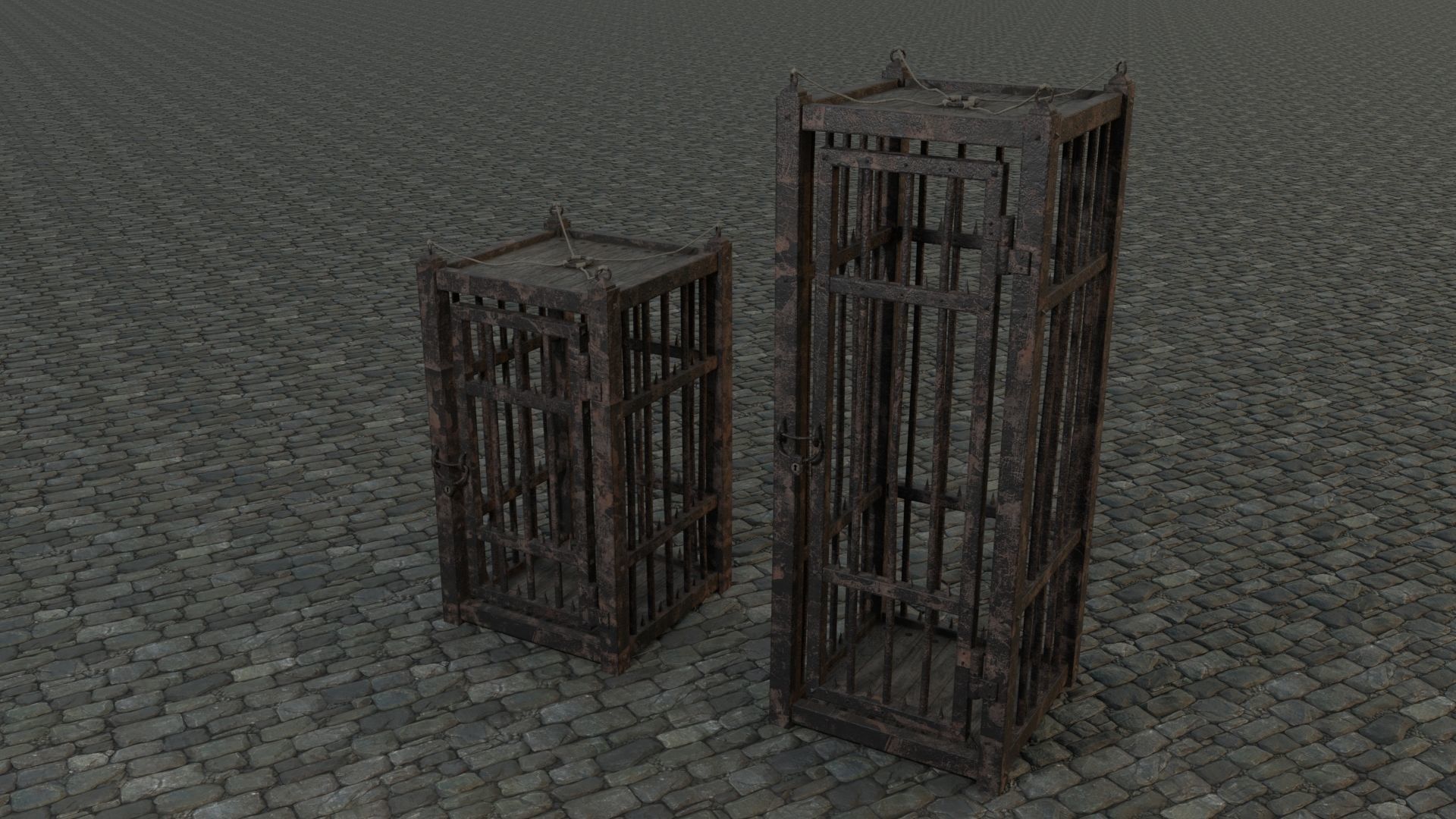 Medieval Cages 3 low-poly PBR  Low-poly 3D model_5