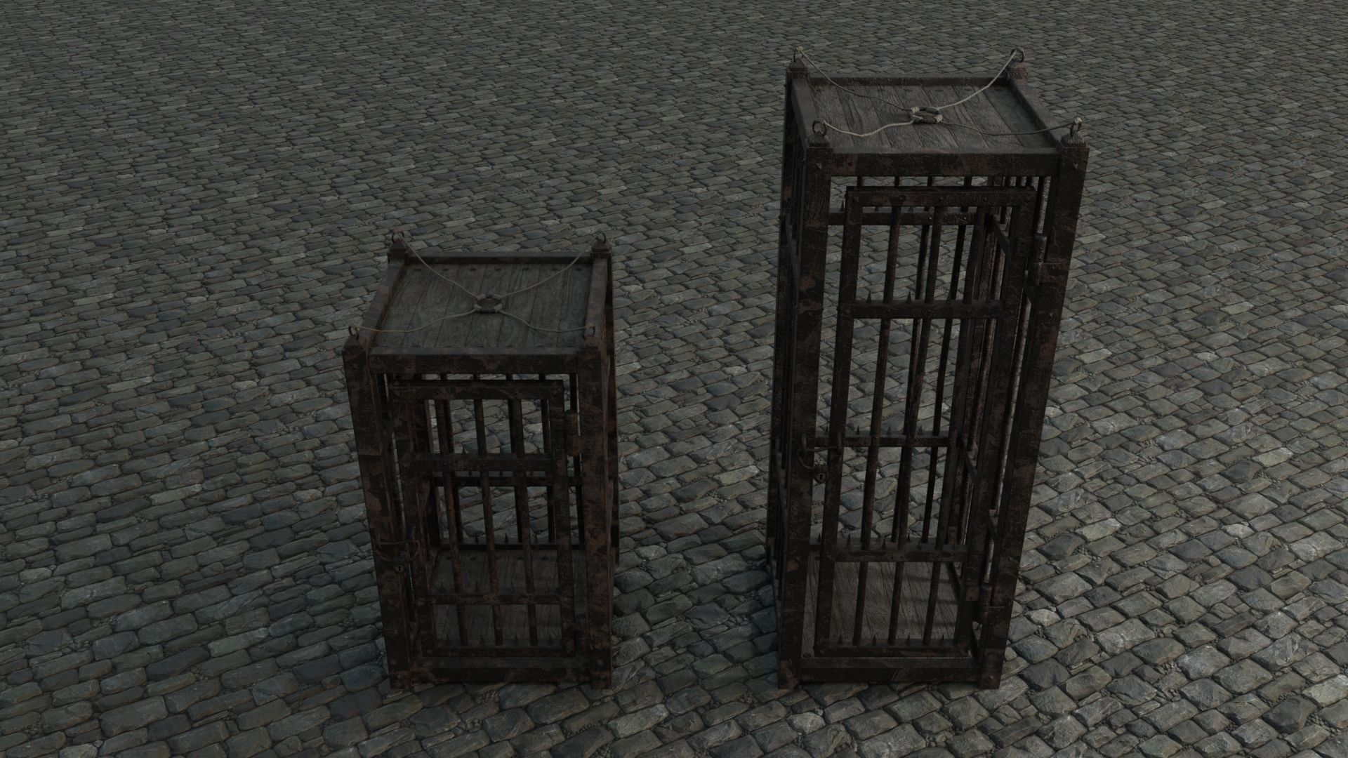 Medieval Cages 3 low-poly PBR  Low-poly 3D model_9
