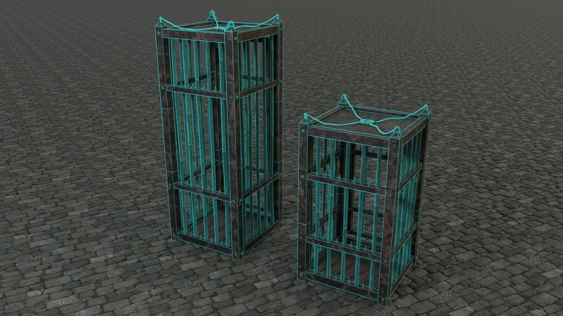Medieval Cages 3 low-poly PBR  Low-poly 3D model_8