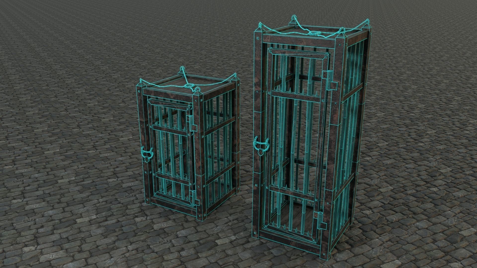 Medieval Cages 3 low-poly PBR  Low-poly 3D model_6