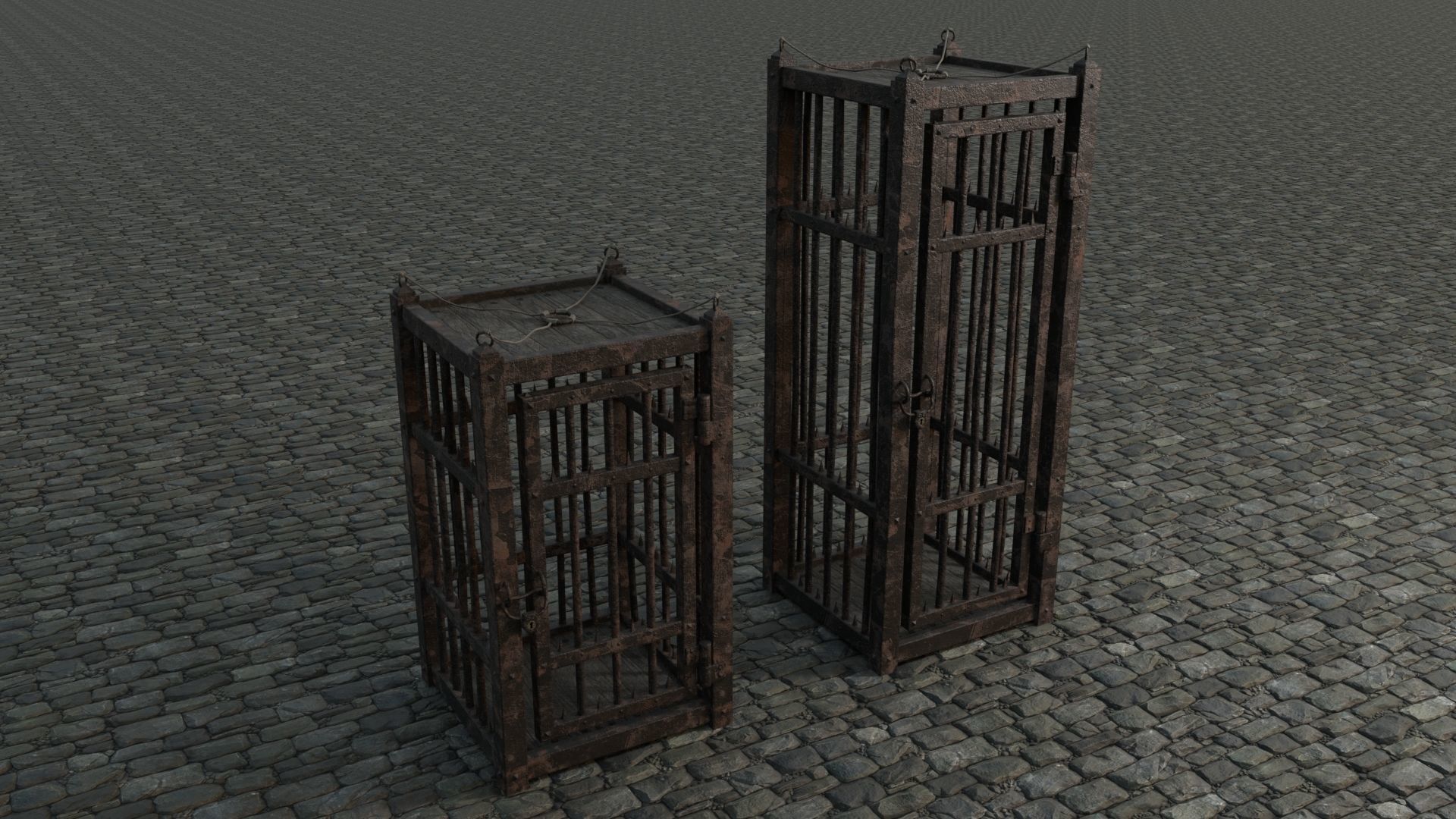 Medieval Cages 3 low-poly PBR  Low-poly 3D model_1