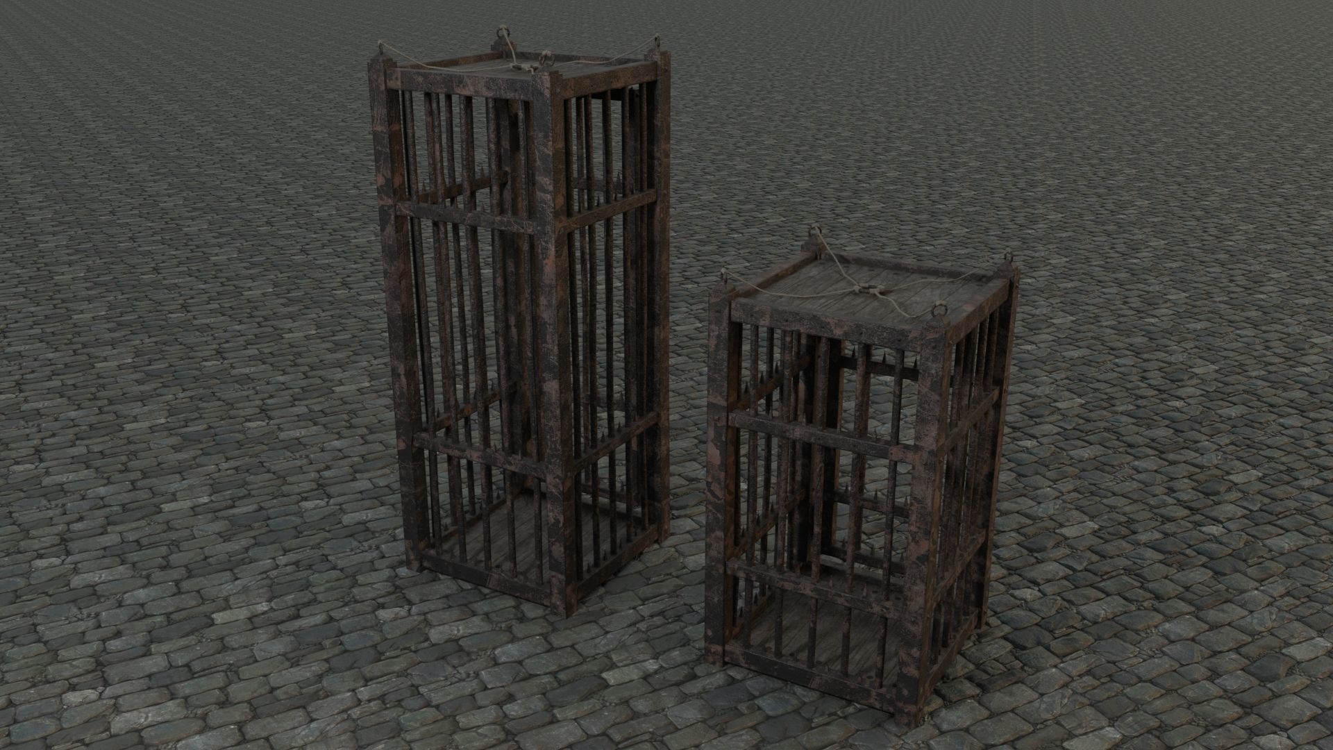 Medieval Cages 3 low-poly PBR  Low-poly 3D model_7