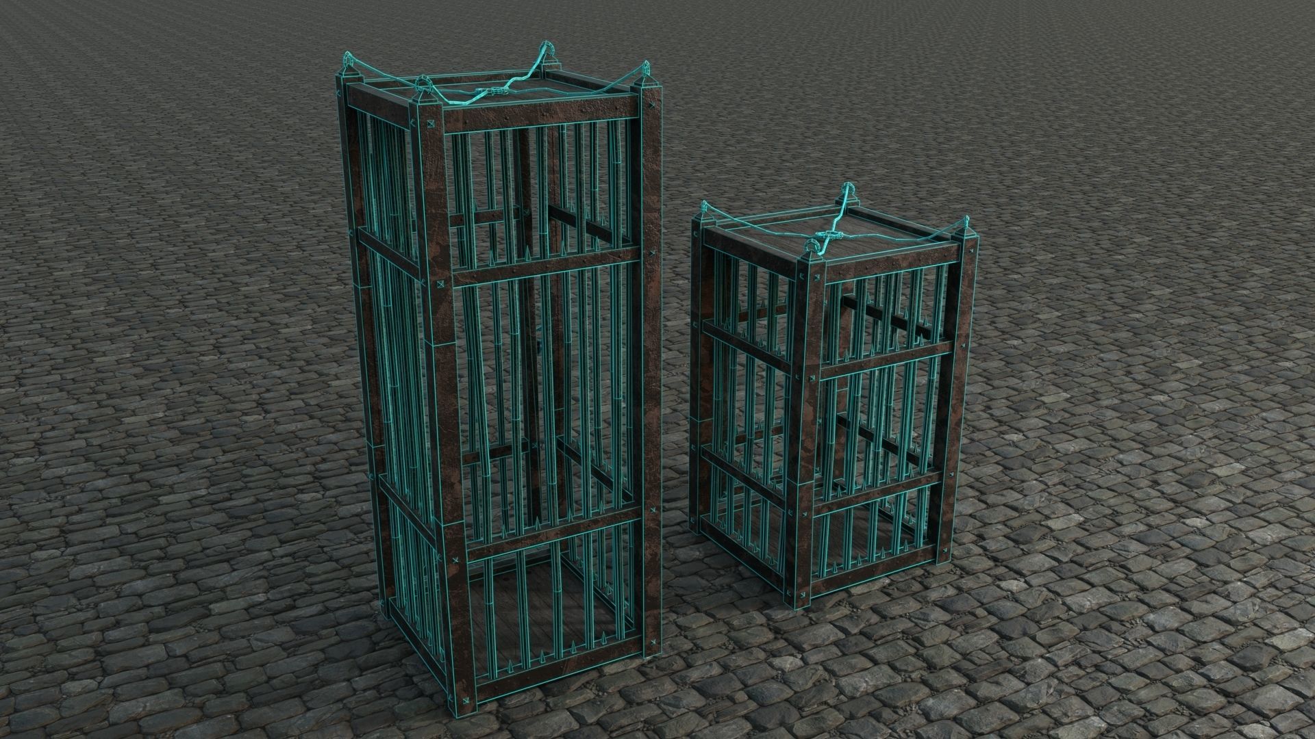 Medieval Cages 3 low-poly PBR  Low-poly 3D model_4