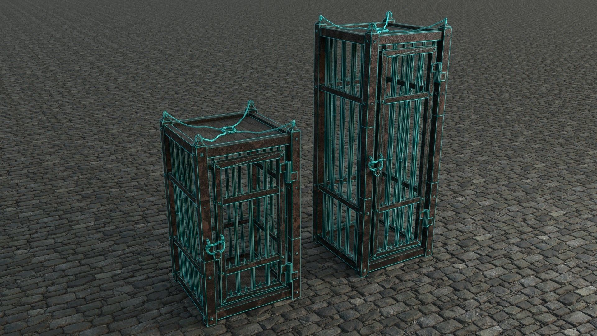 Medieval Cages 3 low-poly PBR  Low-poly 3D model_2