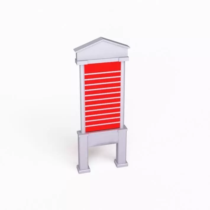 Red And Silver Street Sign 3D model