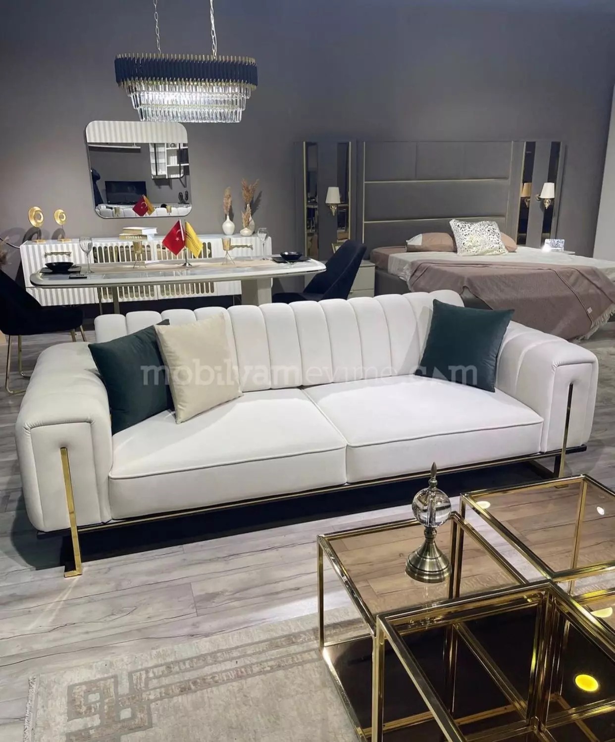 KOLTUK modern living room with sofa and gold accents 3D print model