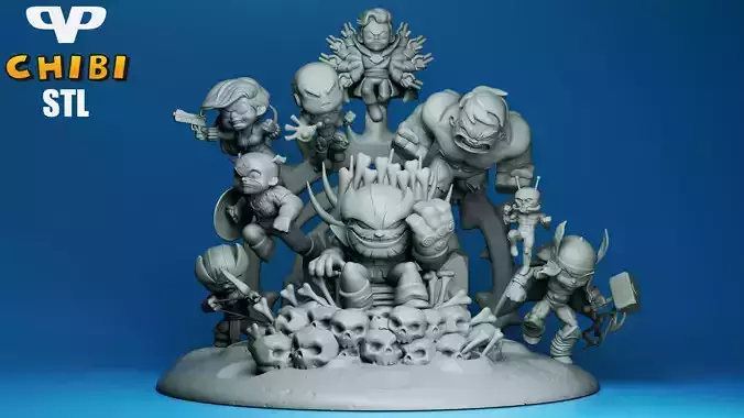 Thanos vs Avengers Chibi Diorama STL for 3D Printing ChibiSTL