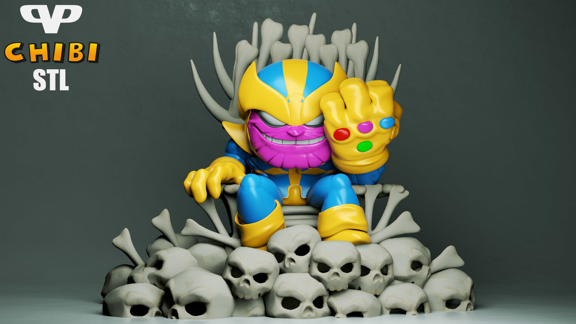Thanos vs Avengers Chibi Diorama STL for 3D Printing ChibiSTL 3D print model_2