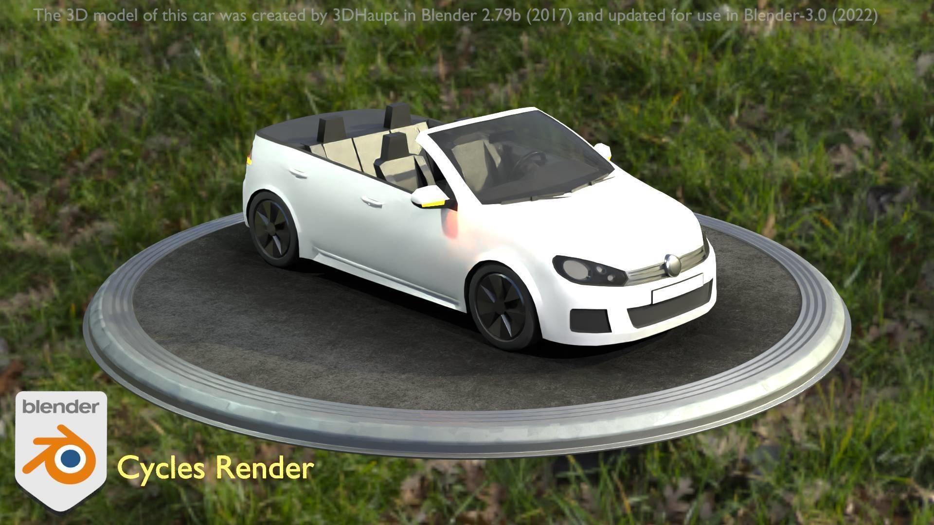 City Car 14 Compact Class Cabrio Open Type-C White  Low-poly 3D model_44