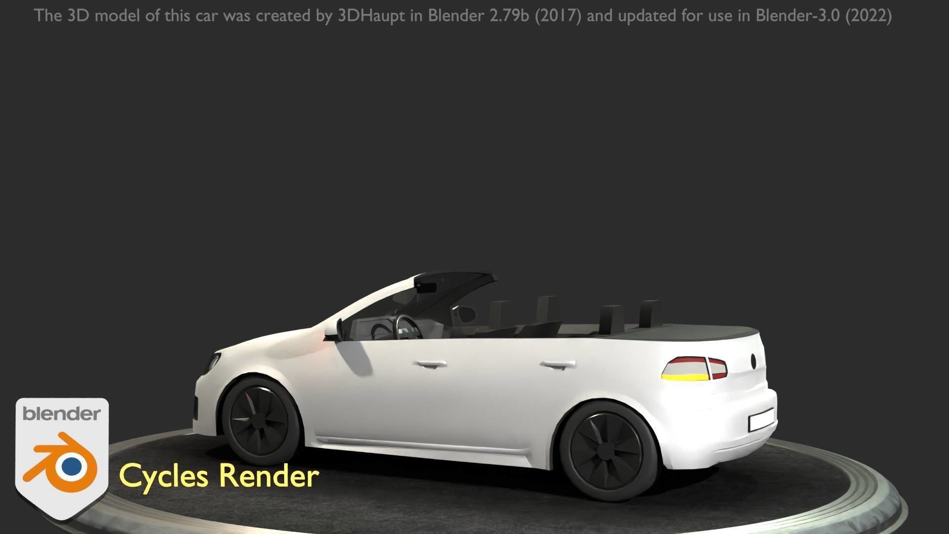 City Car 14 Compact Class Cabrio Open Type-C White  Low-poly 3D model_74