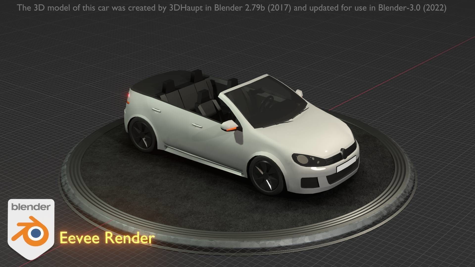 City Car 14 Compact Class Cabrio Open Type-C White  Low-poly 3D model_108