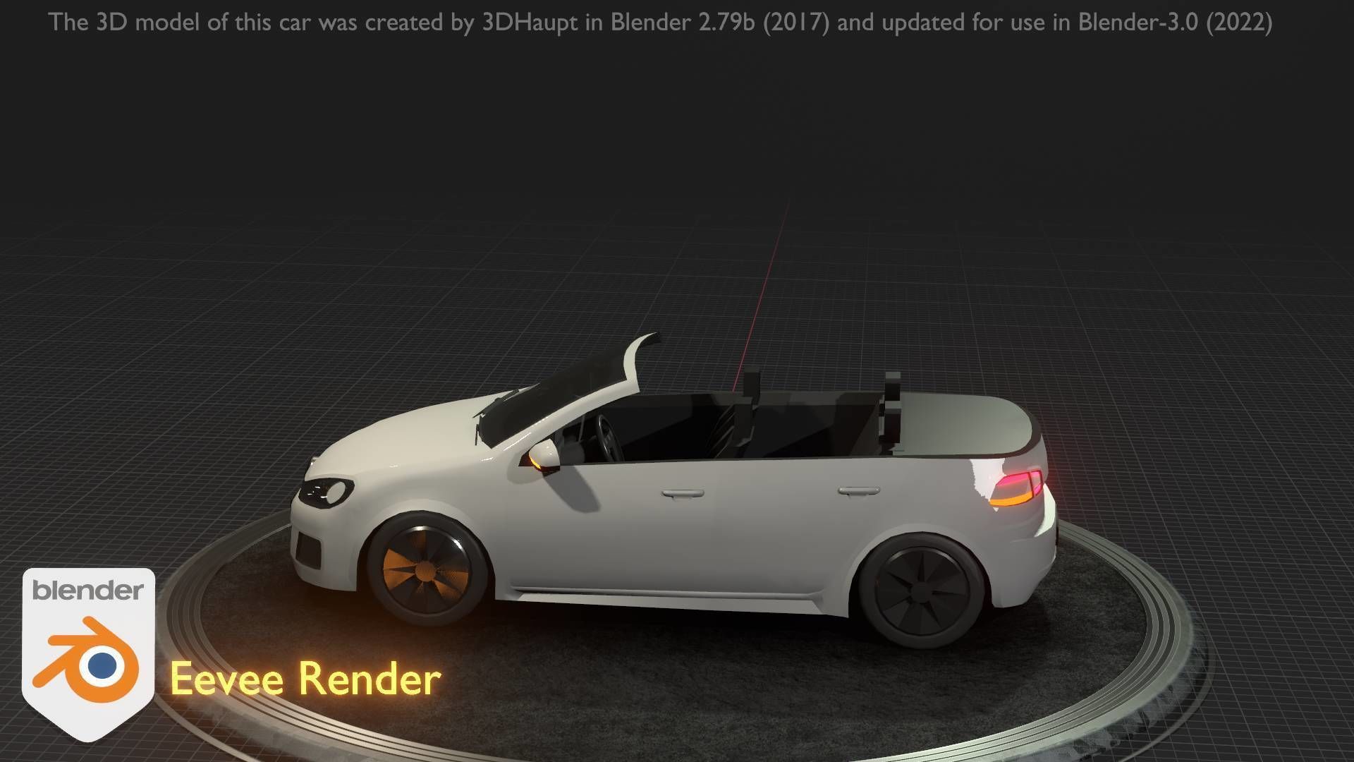 City Car 14 Compact Class Cabrio Open Type-C White  Low-poly 3D model_76