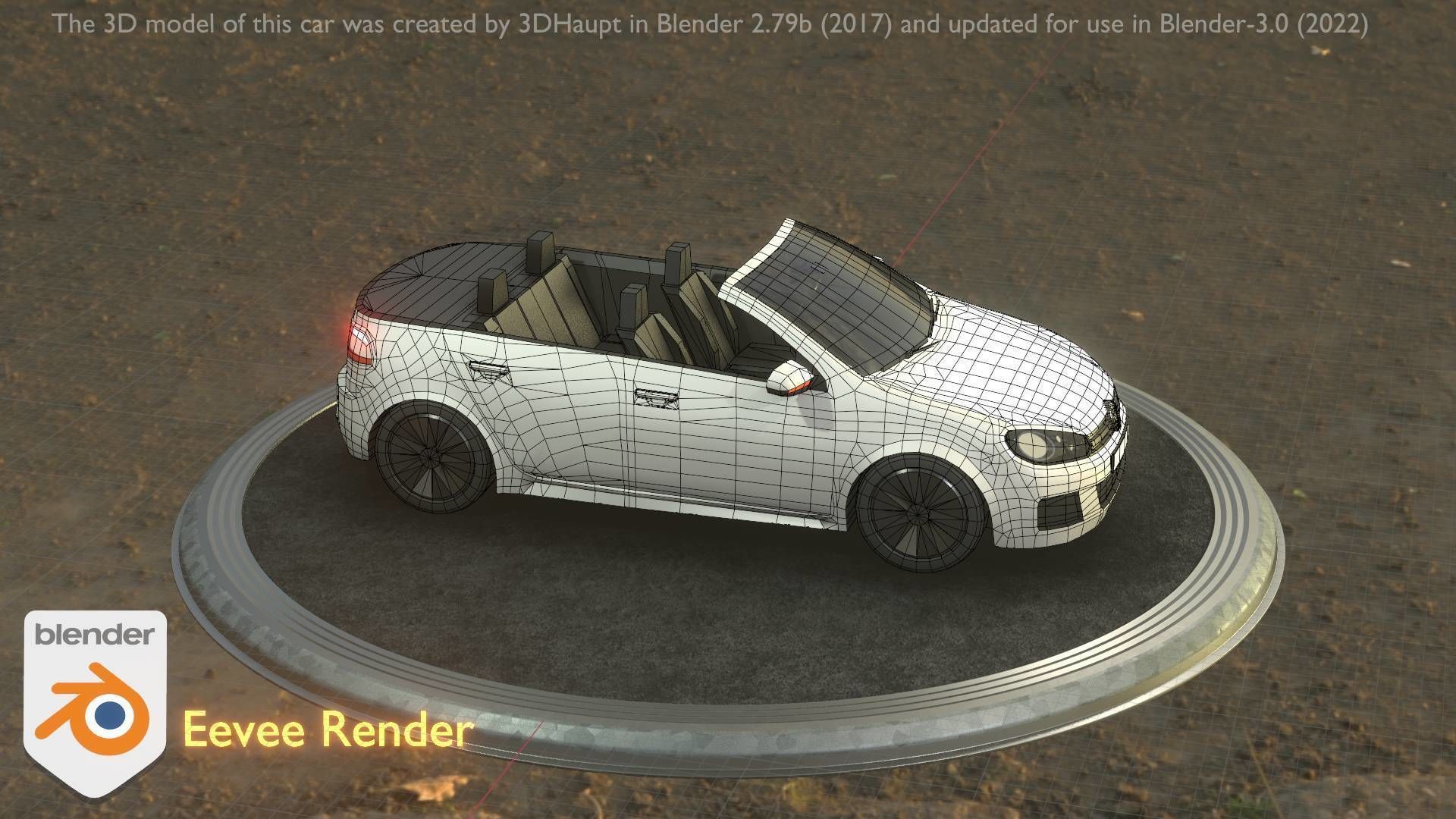 City Car 14 Compact Class Cabrio Open Type-C White  Low-poly 3D model_49