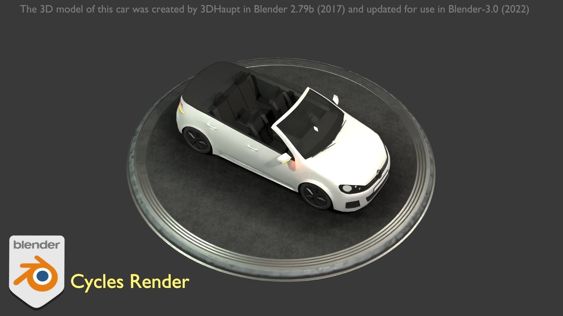 City Car 14 Compact Class Cabrio Open Type-C White  Low-poly 3D model_66