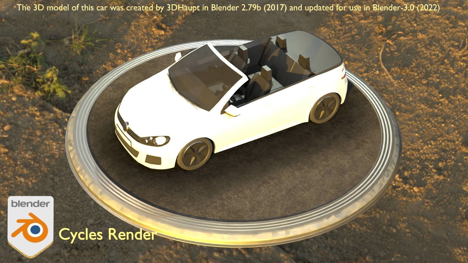 City Car 14 Compact Class Cabrio Open Type-C White  Low-poly 3D model_101